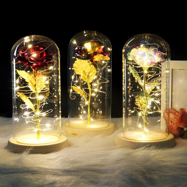 Beauty and The Beast Roses in a Glass Dome