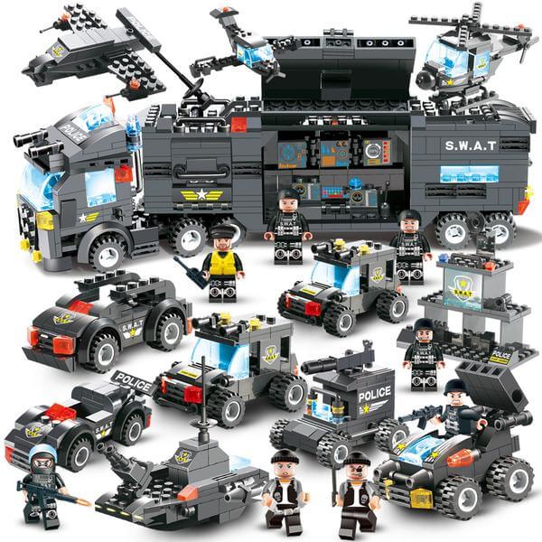 725 pcs City Police Station Building Blocks Legoingly City SWAT Team Truck Block