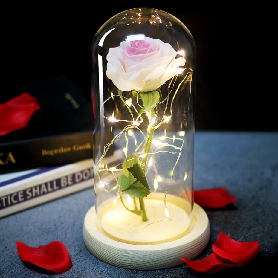 Beauty and The Beast Roses in a Glass Dome