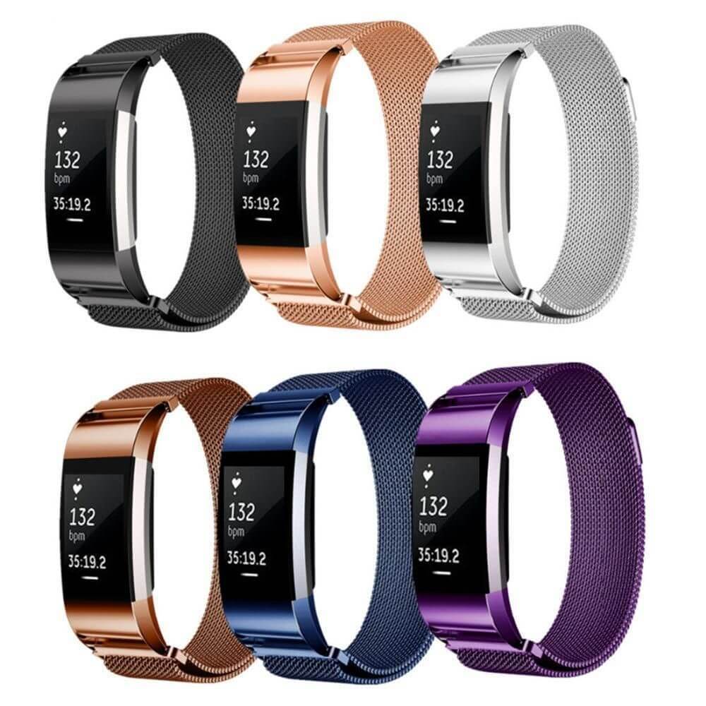 Milanese Stainless Steel Fitbit Charge 2 Watch Bands Basic Colors ...