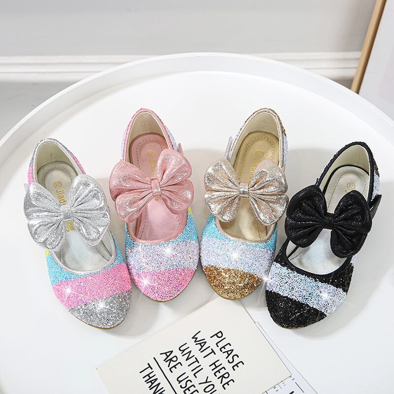 Butterfly Knot Leather Princess Shoes For Kids Girl - Quymart Apparel