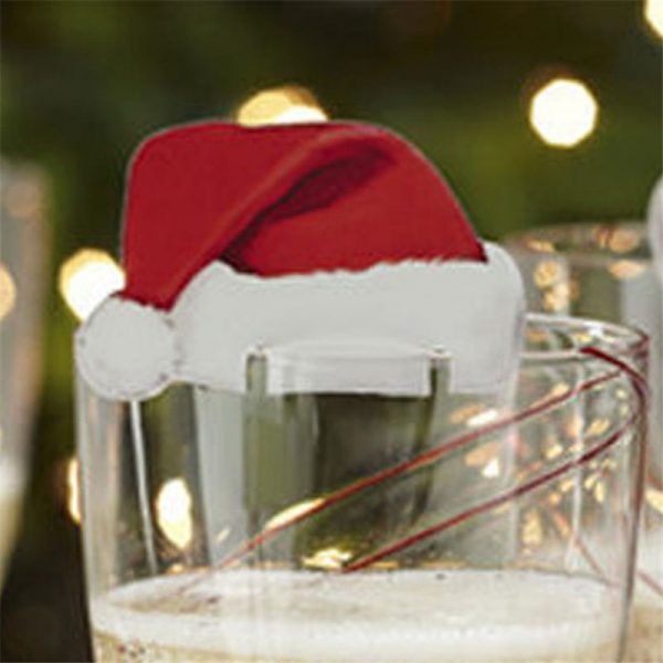 Santa Hat Wine Glass Decoration Home & Garden