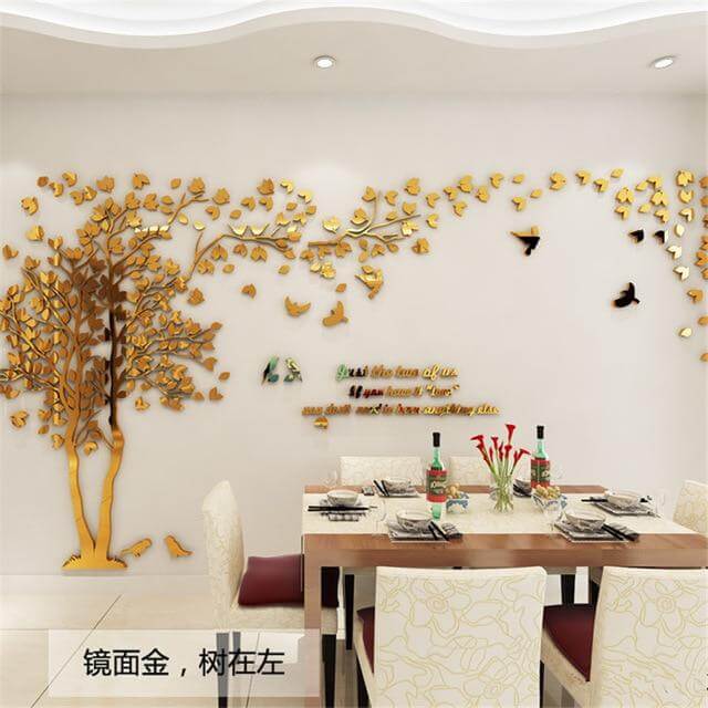 3D Birds and Tree Acrylic Mirror Wall Sticker Decals Home Decor Home