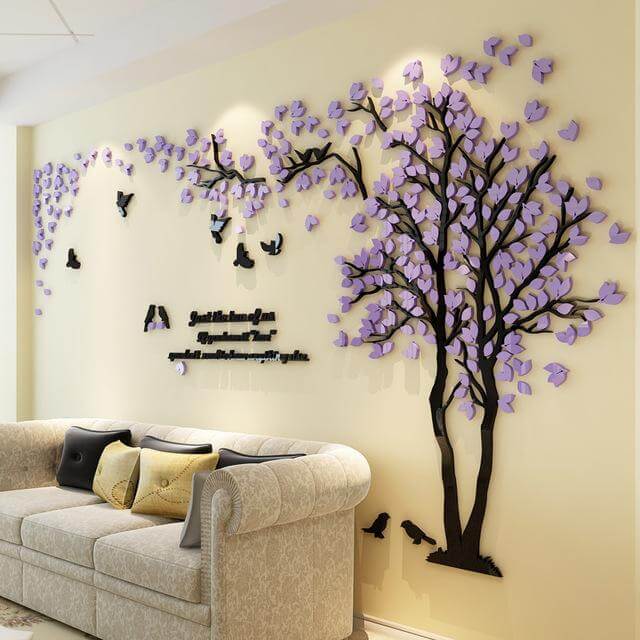 3d Birds And Tree Acrylic Mirror Wall Sticker Decals Home Decor Garden - Decorative Decals For Home