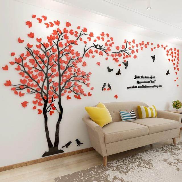 3D Birds and Tree Acrylic Mirror Wall Sticker Decals Home Decor Home