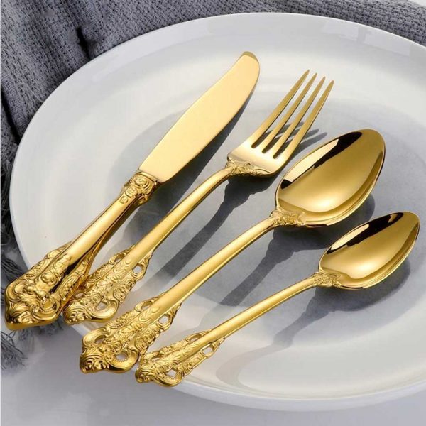 Luxury Stainless Steel Gold Plated Cutlery Set Home & Garden