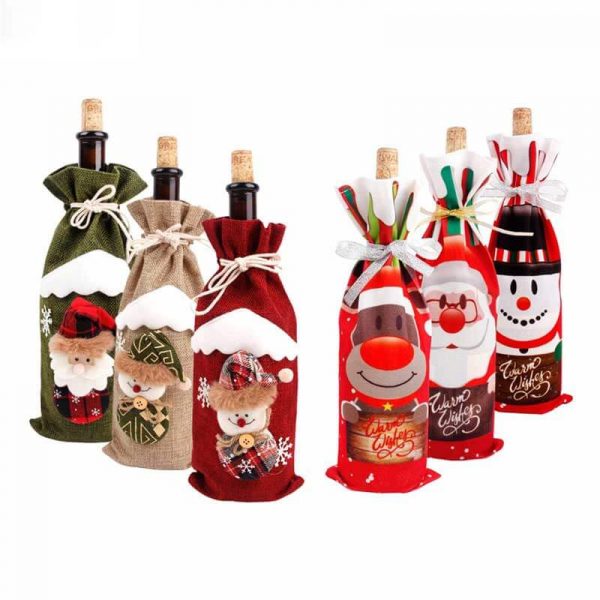 Santa Claus Wine Bottle Cover Christmas Decorations Home Garden