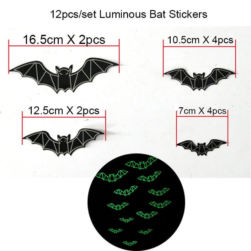 12pcs Halloween Decoration Bat Sticker - Home & Garden